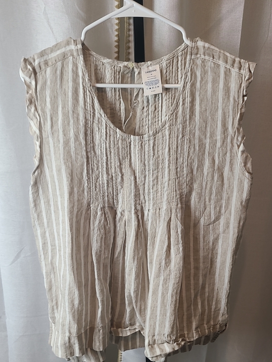 Lands' End Tops - Lands' End Beige Linen blouse 12.